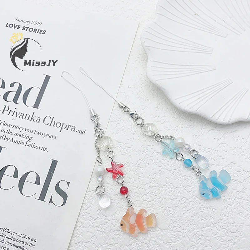 Подвеска для телефона в виде рыбьей морской звезды ракушки мультяшный брелок