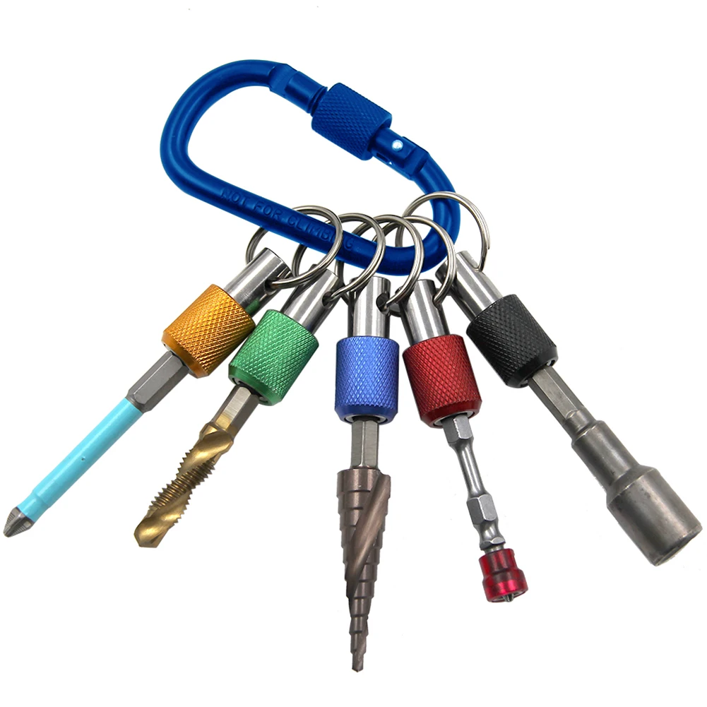 

5pcs 1/4inch Hex Shank Screwdriver Bits Holder Extension Bar Drill Screw Adapter Quick Release Keychain Hand Tool