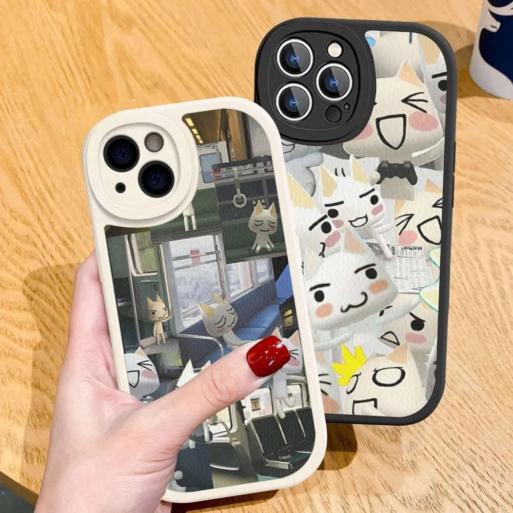 INS Cute Toro Inoue Cat Phone Case Hard Leather For IPhone 16 15 14 13 12 Mini 11 Pro Max Xs X Xr 7 8 Plus Fundas