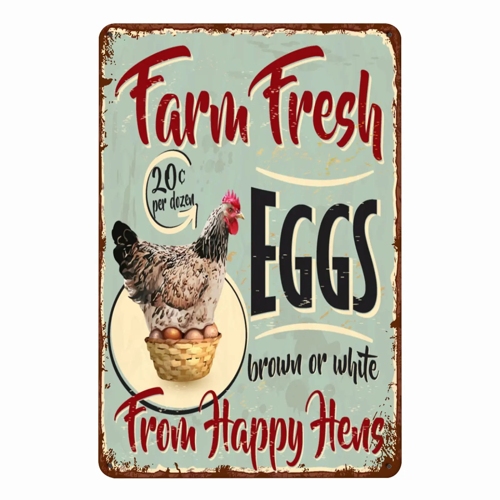 

HSSM Vintage Farm Fresh Eggs Tin Sign Metal Bar Pub Poster 12" X 8"in