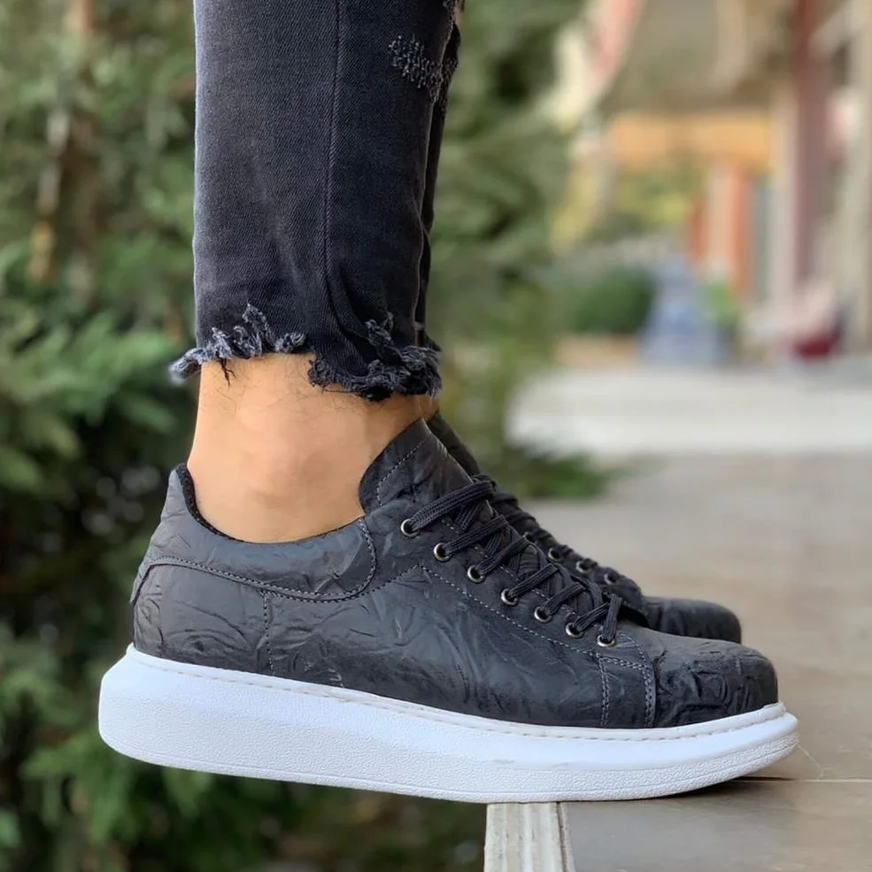 

Knack High Base Daily Shoes 044 Gray (Pattern) men's Seasonal Orthotic Insole Sneaker Spring and Summer Fashion Sport Lace-Up