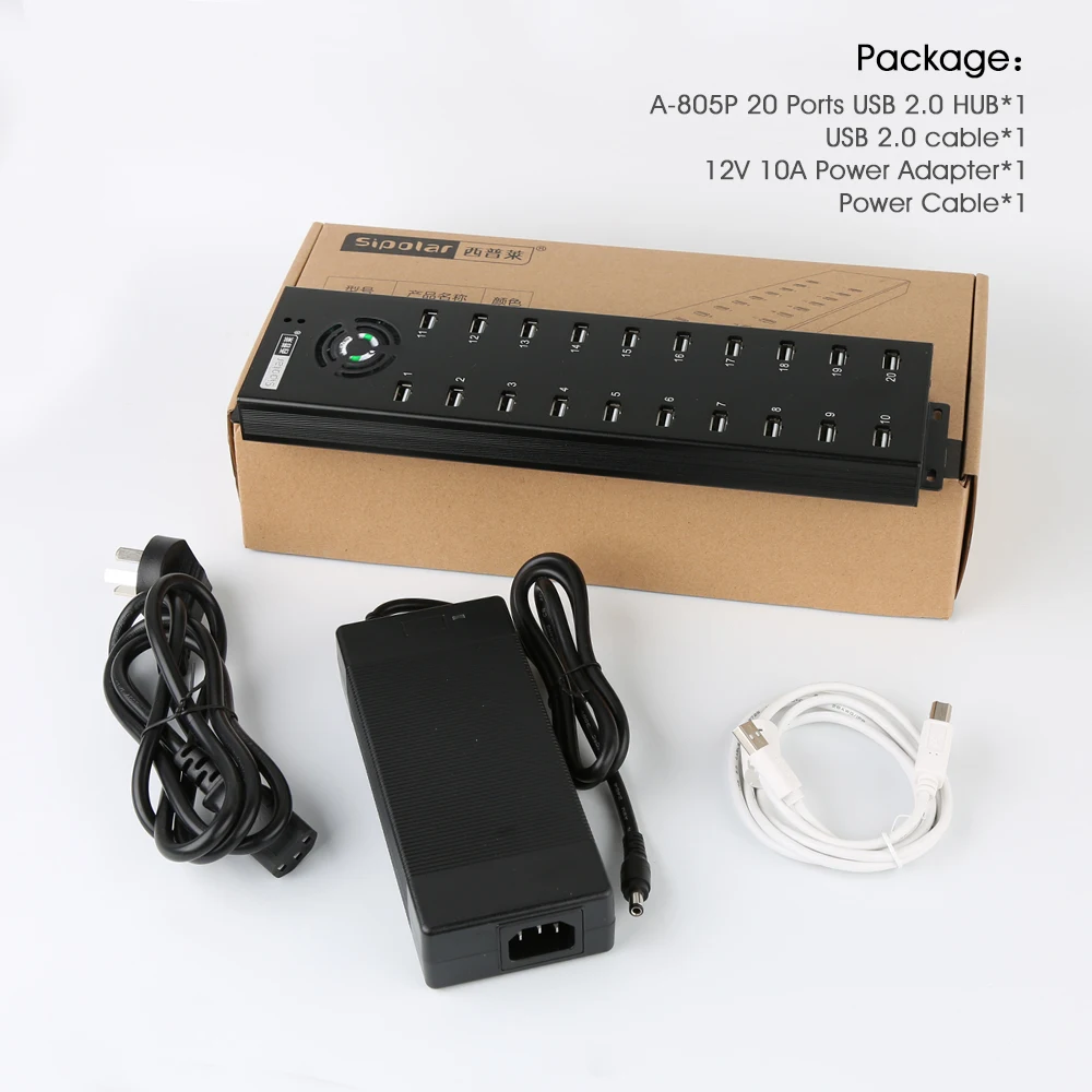 Sipolar a805p 20-портовый промышленный USB-концентратор-сплиттер с каждаемым портом 1 А для зарядки и синхронизации данных для биткойн-майнер, планшетов со мобильных телефонов (art.: 3920ce887b2ca) - 3920ce887b2ca