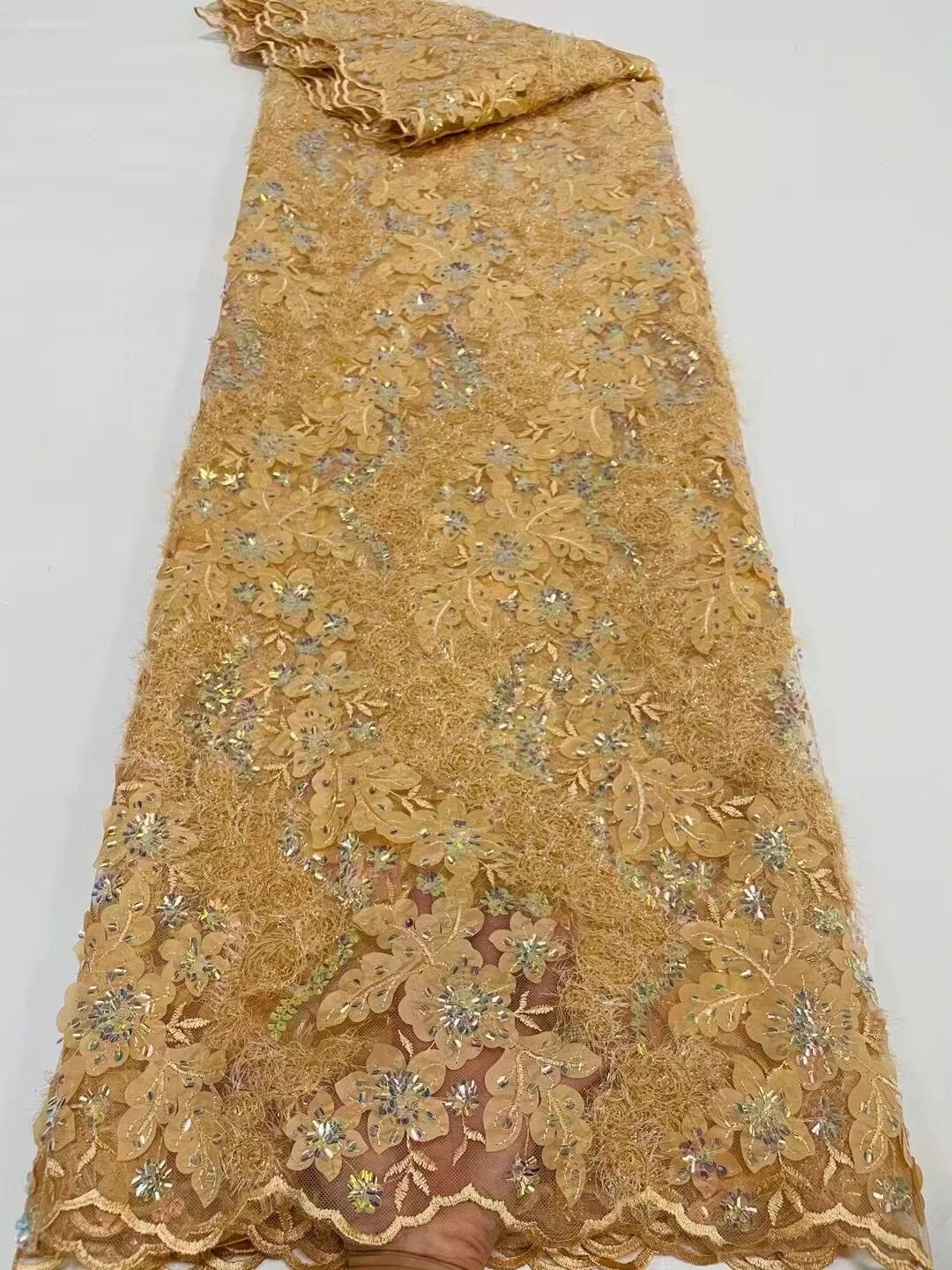 

Latest Sequins Nigerian Mesh Lace Material Wedding Dress African Lace Fabric High Quality French Tulle Lace Fabric YXZ036