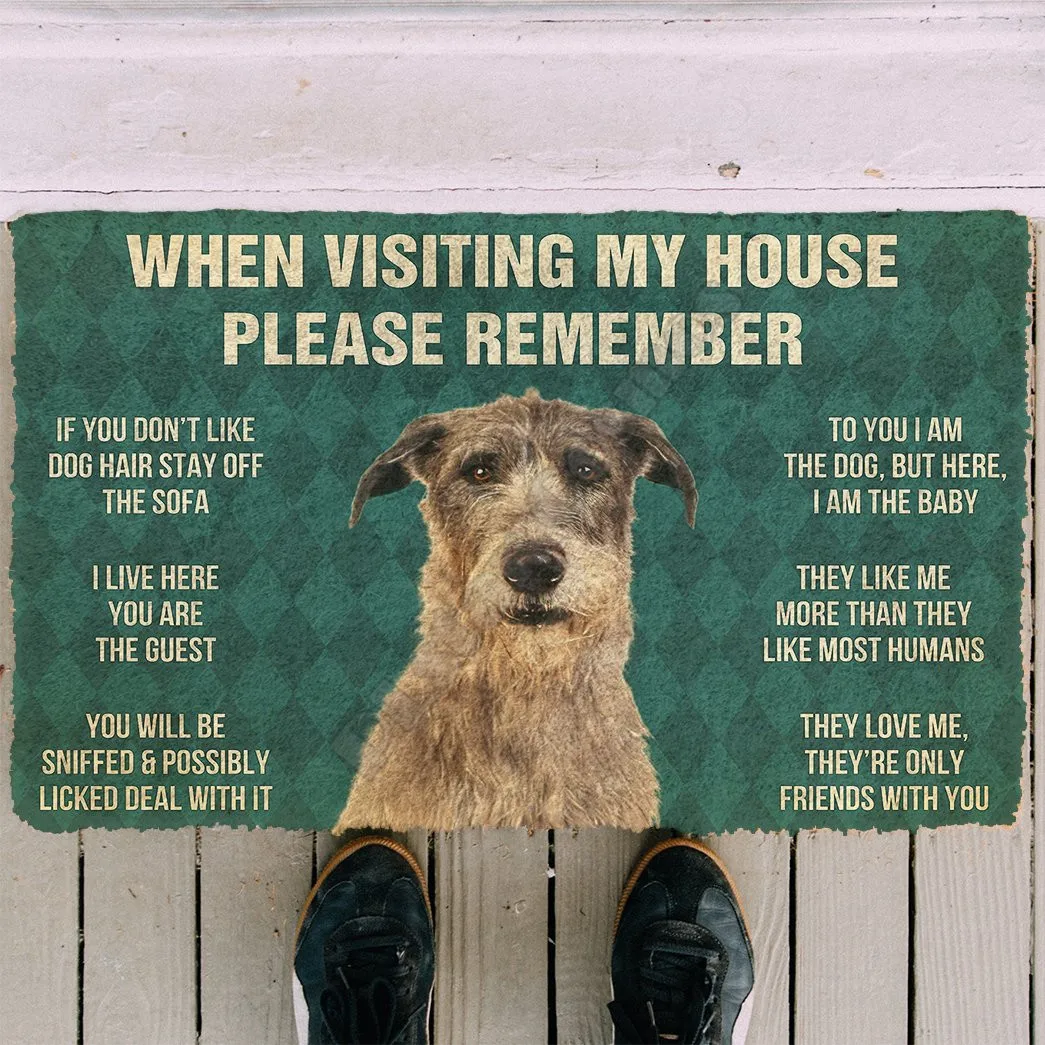 

3D Please Remember Irish Wolfhound Dogs House Rules Doormat Non Slip Door Floor Mats Decor Porch Doormat