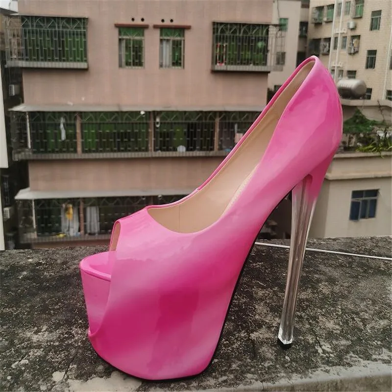 

Ladies 22cm Super Thin High Heels Platform Peep Toe Pumps Pole Dance Fetish Crossdresser Shoes Woman zapato de tacón US17 18 19