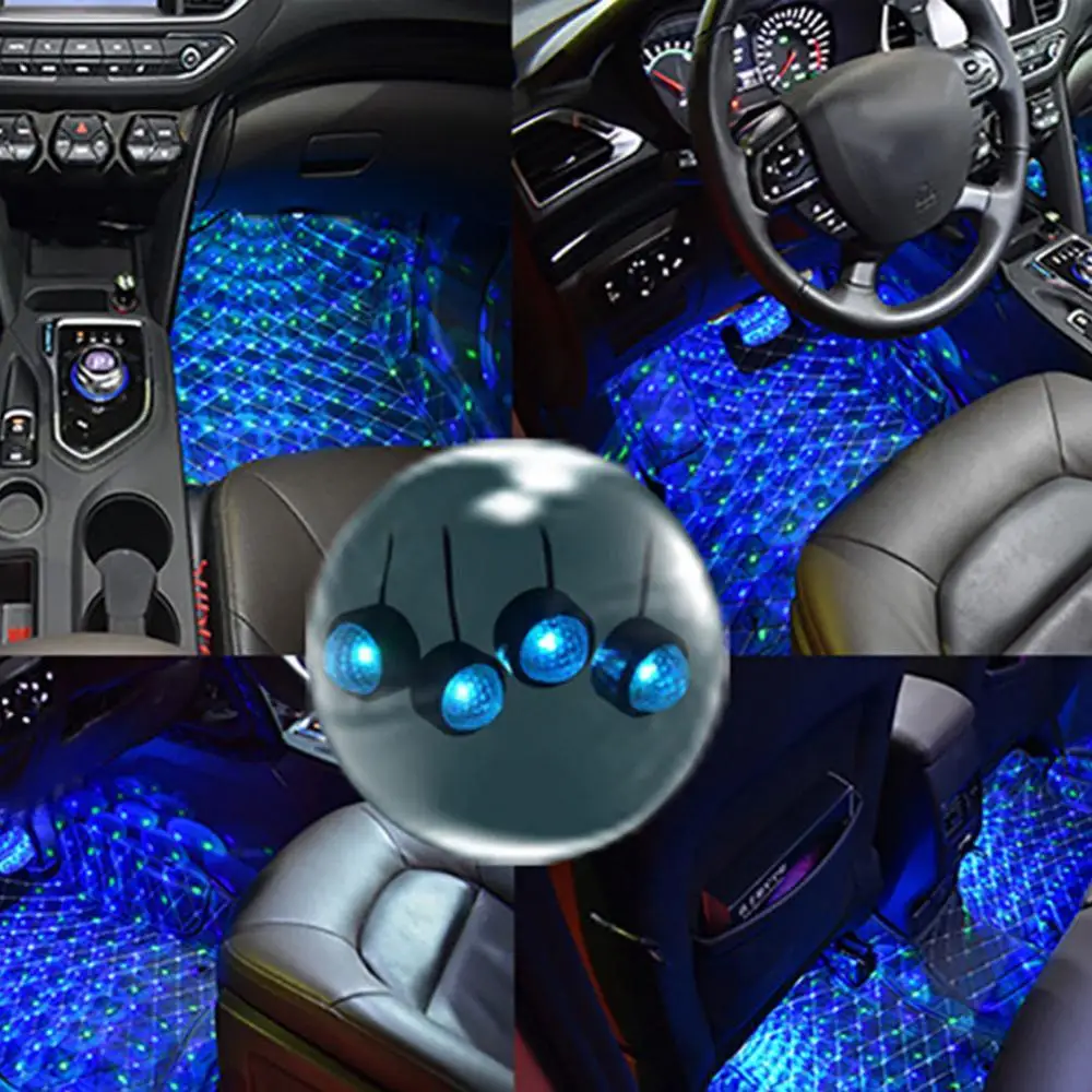 

4 in 1 Car Interior Colorful RGB Floor LED Light USB Decorative Ambient Lamp