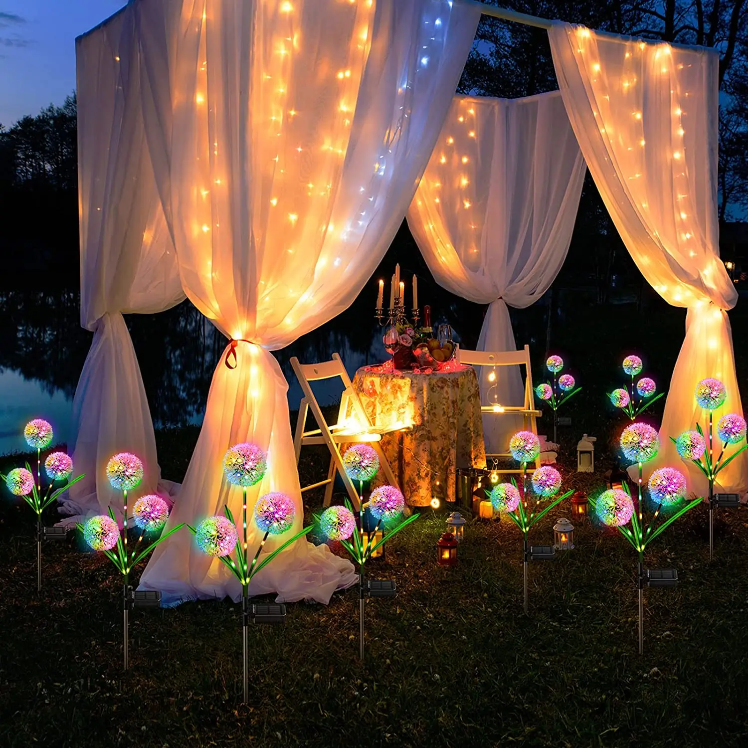 

Solar Outdoor Lights Decorative IP65 Waterproof 36 LED Solar Garden Dandelion Lights for Garden Pathway Patio Lawn Decoration