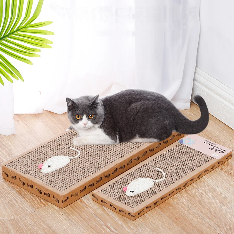 

Cat Corrugated Cardboard Pad Pet Scratching Board Grinding Nails Interactive Paper Mat Plate+Catnip Claw Nails Paw Scraper Bed