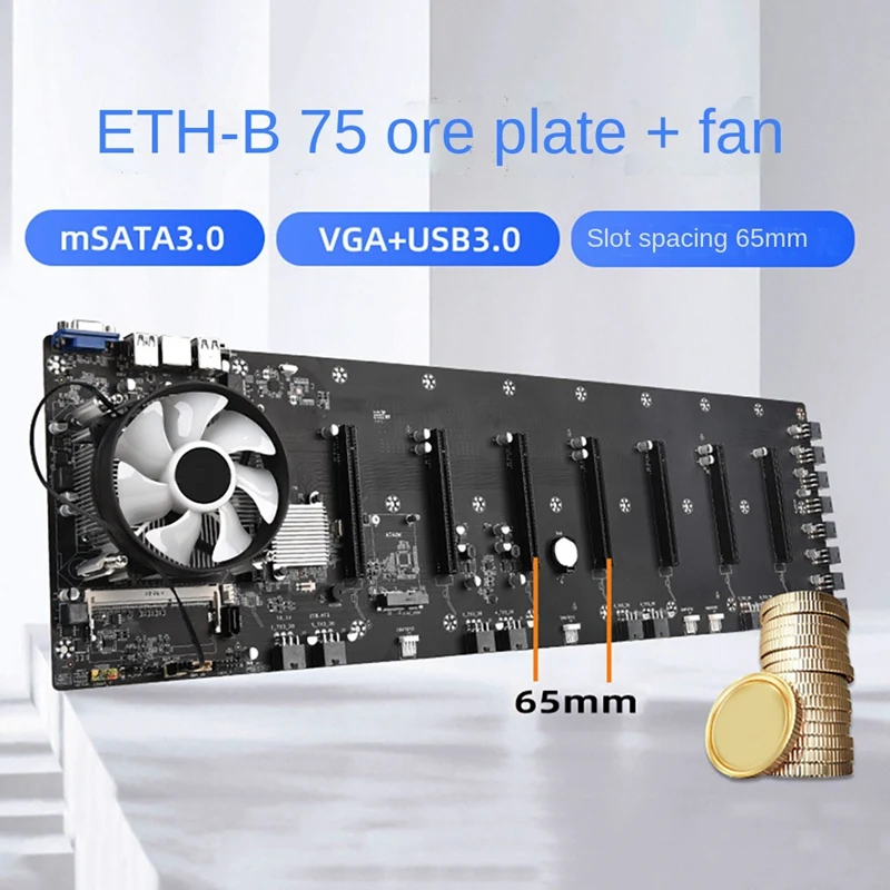 Семейная материнская плата для майнинга BTC с процессором G530 + вентилятор ЦП LGA1155 8