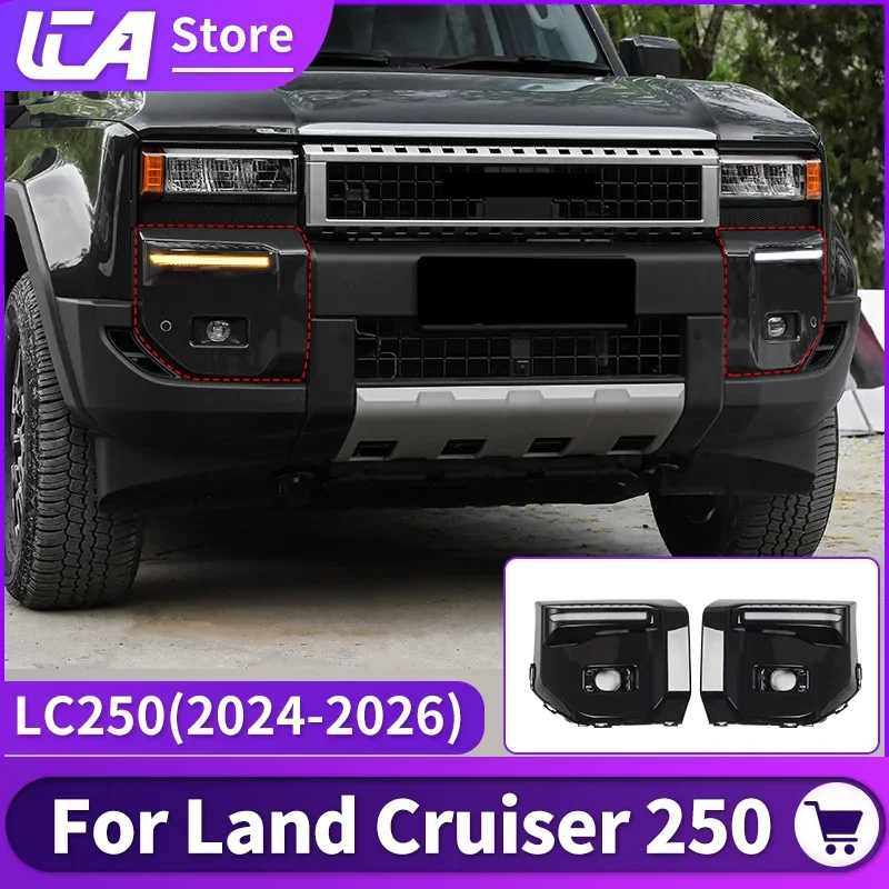 Фото Для Toyota 2024 2025 Land Cruiser Prado 250 LC250 Детали для тюнинга автомобиля Светодиодные дневные ходовые огни Передний бампер DRL с указателем поворота №1