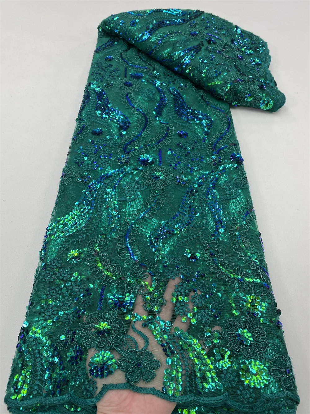 

Latest High Quality African Nigerian Tulle Lace Fabric Embroidery Party Sequins French Guipure Fabric For Sewing 5yard 4869B