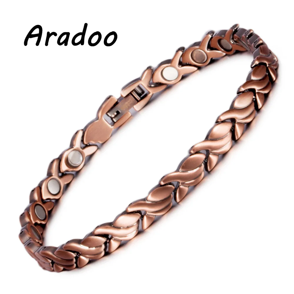 

ARADOO Retro Red Copper Magnetic Health Bracelet Magnetic Therapy Energy Negative Ion Fitness Bracelet