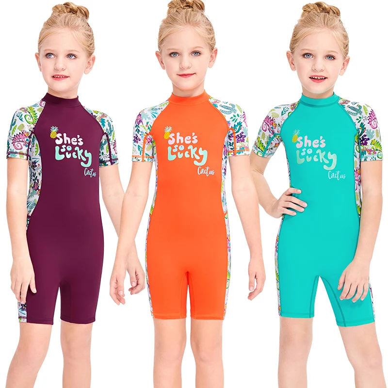 

Детские купальники для серфинга для девочек, тонкий гидрокостюм с Медузой, купальник для девочек с принтом, короткая спортивная одежда, дет...