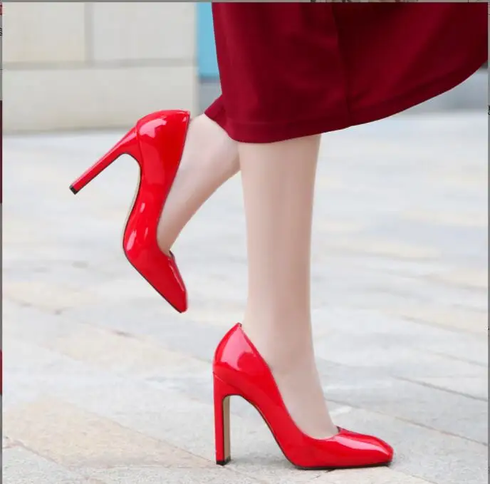 New Women's High Heel Pumps Red Dress Bridal Wedding Board Pants Classic Square Toe Fashion OL Work Classic Square toe pumps