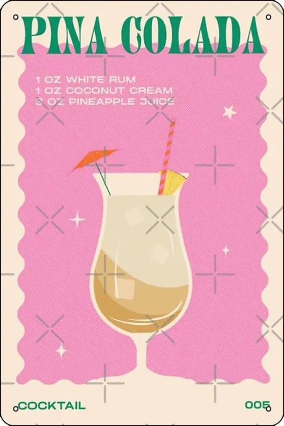 Коктейльный постер Pina Colada забавный металлический жестяной знак для дома кухни