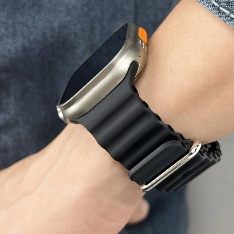 Ocean strap For Apple watch band 49mm 45mm 44mm 40mm 41mm 42mm 40 45 mm silicone correa bracelet iWatch Ultra series 8 7 3 se 6