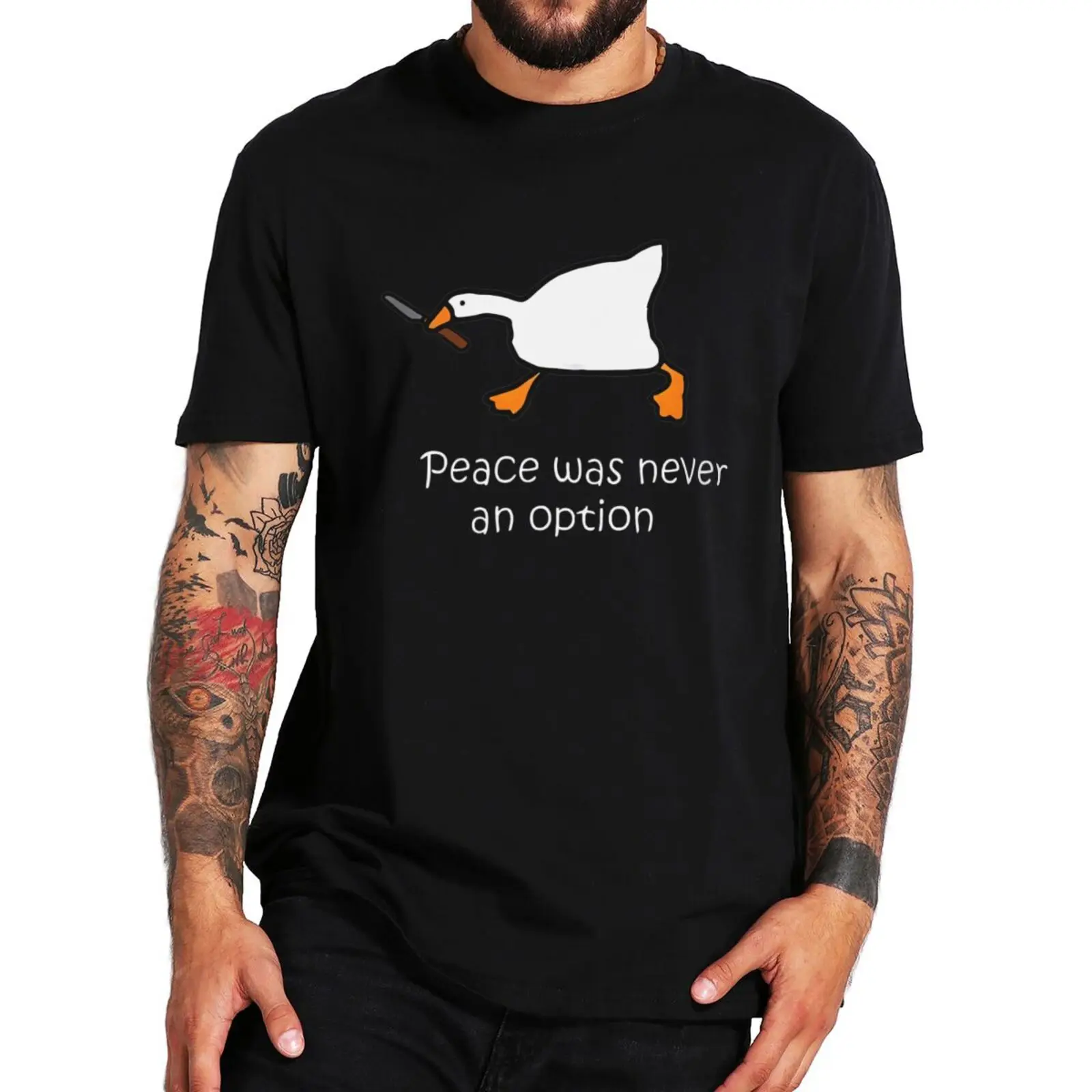 

Peace Was Never An Option T Shirt Cute Goose Meme Harajuku Streetwear Oversized Casual 100% Cotton O-neck EU Size T-shirts