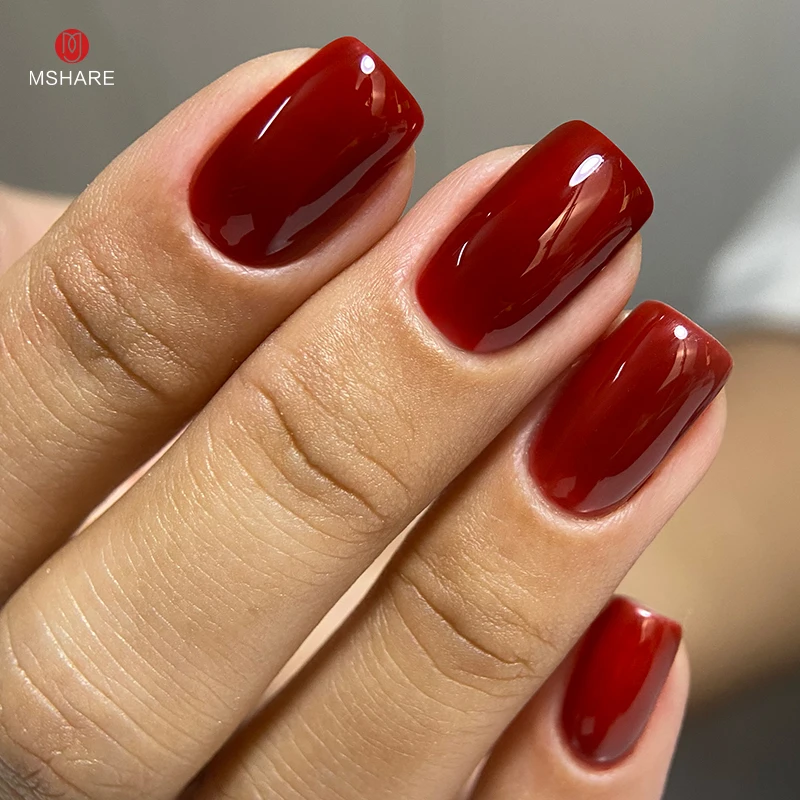 MSHARE 100 мл темно-красный Цветной Гель-лак для ногтей глубокий цвет Полупостоянный