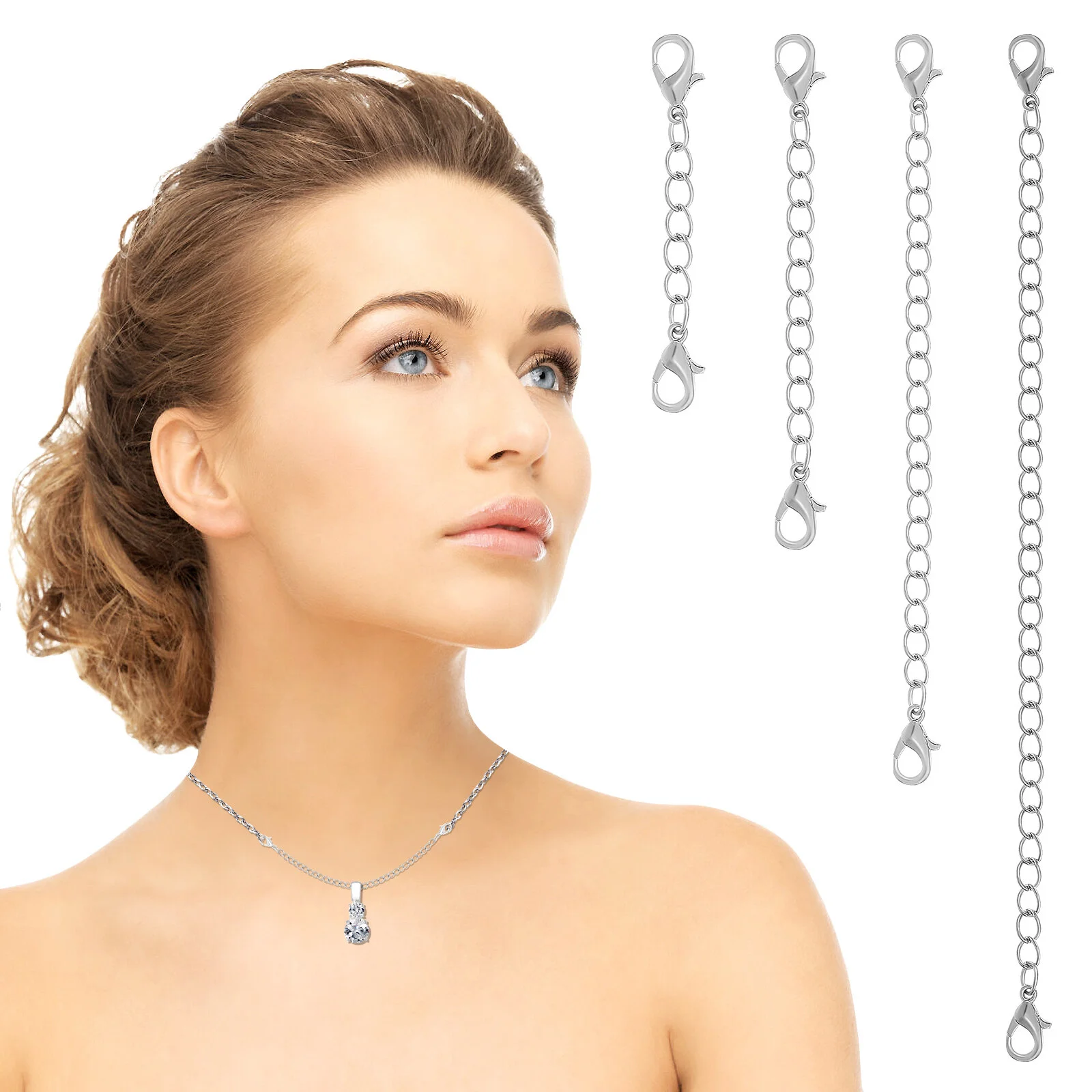 12 Pcs Golden Necklace Chain Extenders Jewelry Making Rose Bracelet Choker Long Clasp