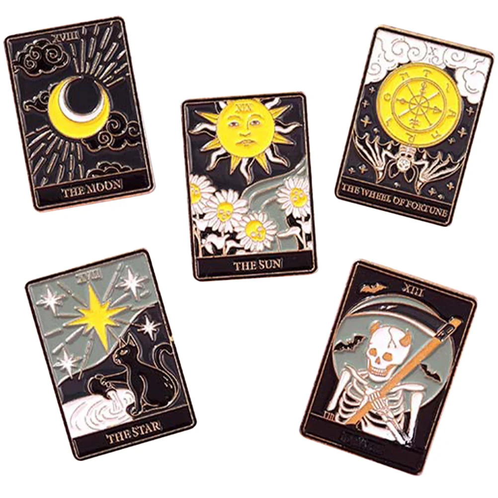 

5pcs Personalized Pretty Delicate Clothes Brooch Pin Tarot Brooch Decorative Pin Scarf Pin Decoration