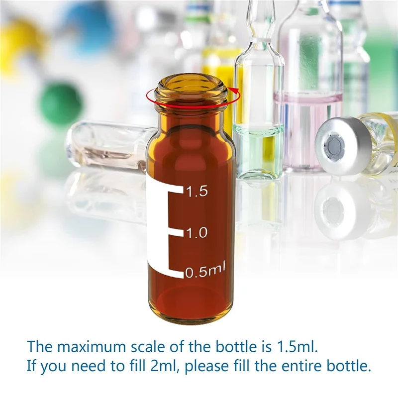 2 мл флаконы для автопробоотборника в упаковке 100-жхвд 9-425 янтарные с синими