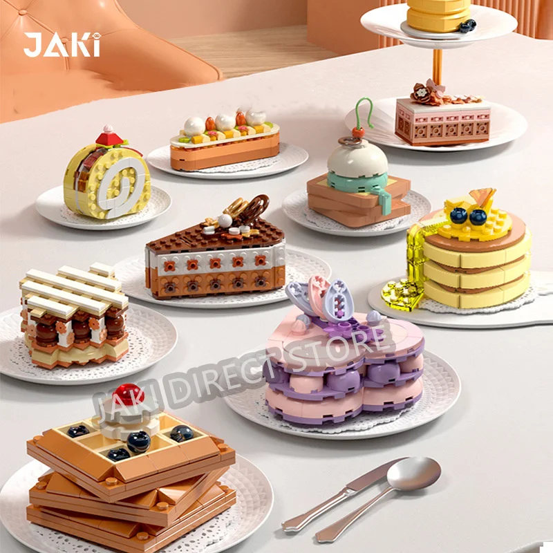 

Creative Delicious Dessert Cake Building Blocks Alice Afternoon Tea Swiss Roll Souffle Assembly Model Bricks Kit Toys for Girls