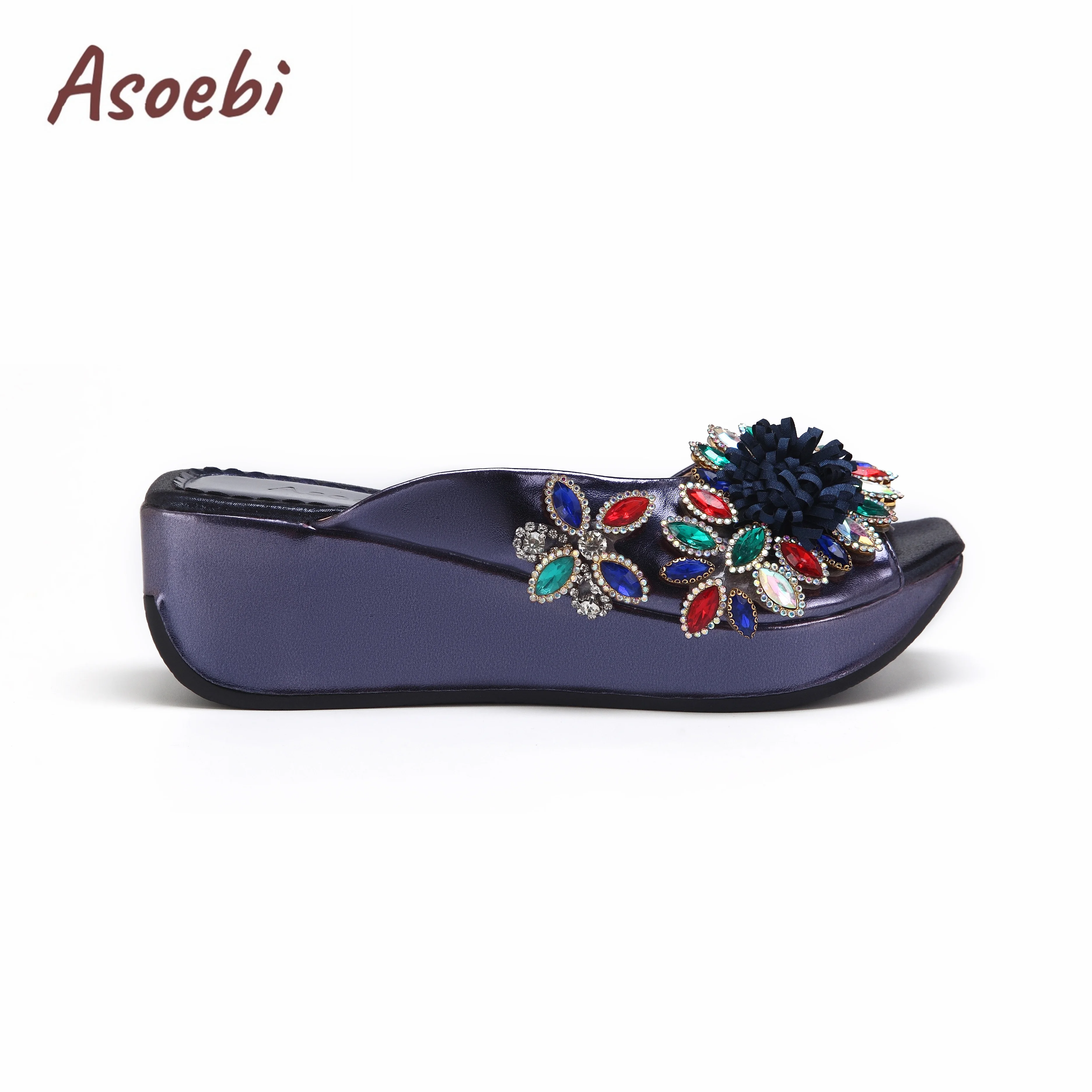 Туфли женские на танкетке голубые с мокрым носком в комплекте сумкой для