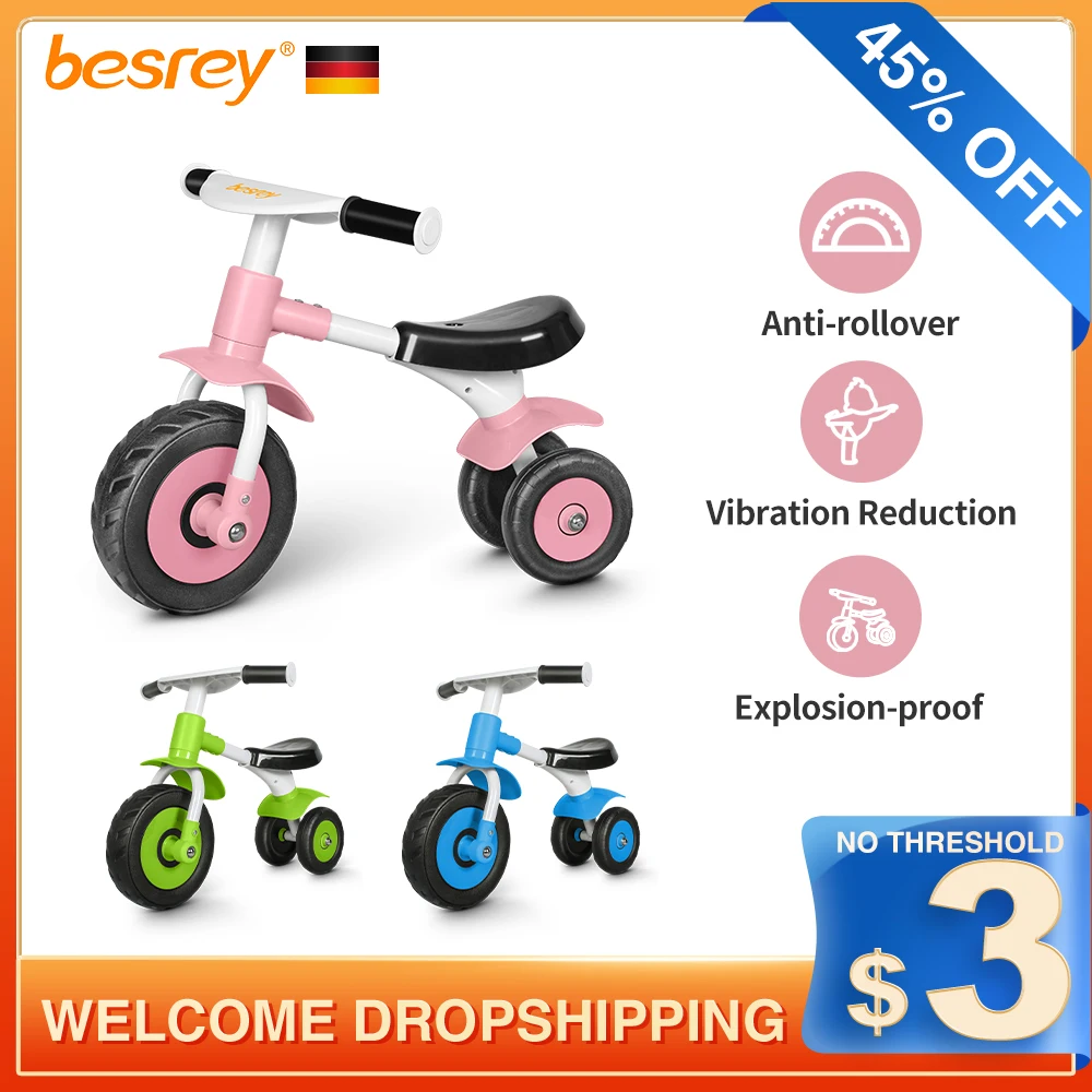 

Besrey Baby Balance Bike Baby Bike for Boys Girls 10-24 Months 3-Wheel Toddler Bike without Pedals