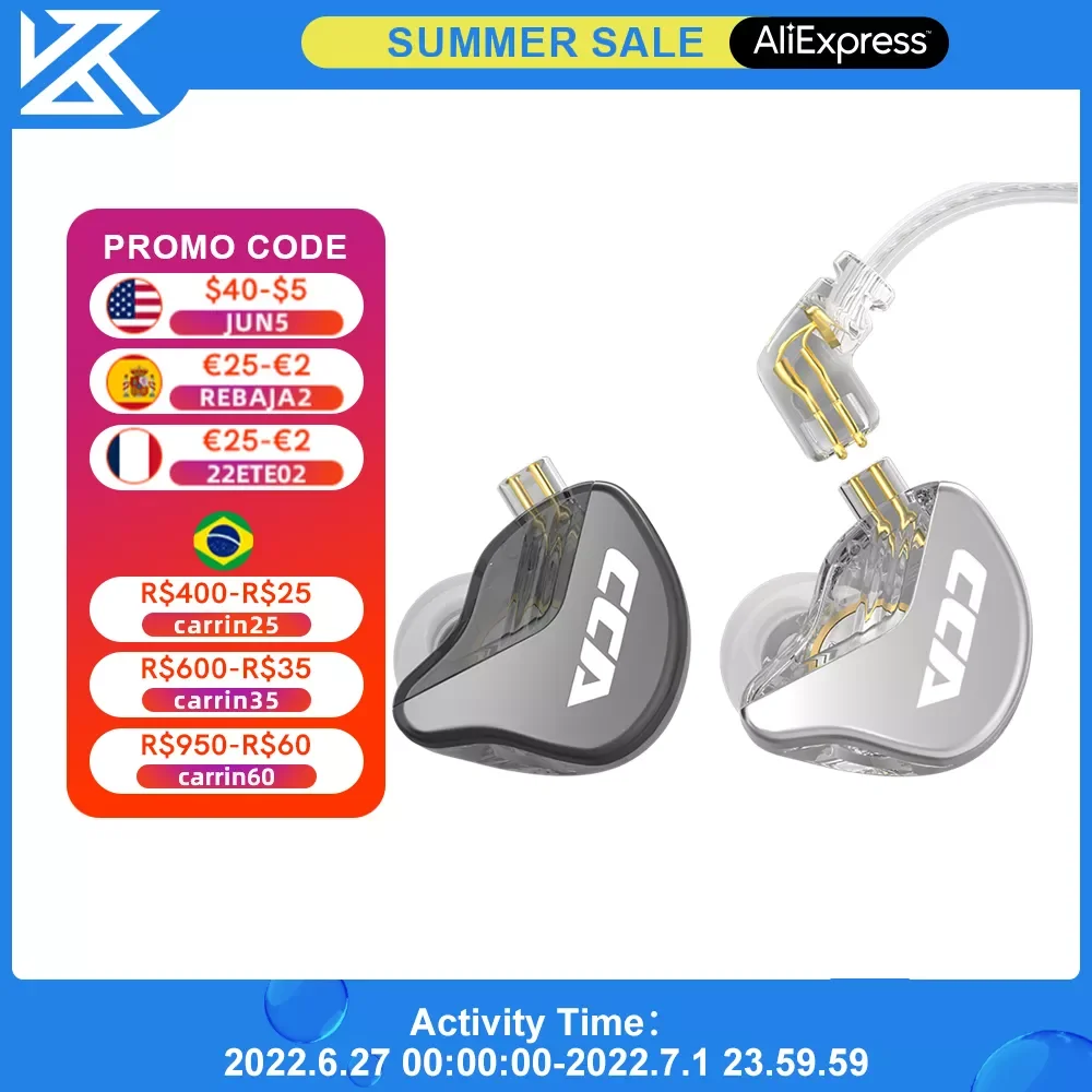 

CCA CRA Metal Wired Headset High Frequency In-Ear Music Monitor Headphones Noice Cancelling Earbuds Earphone With Microphone