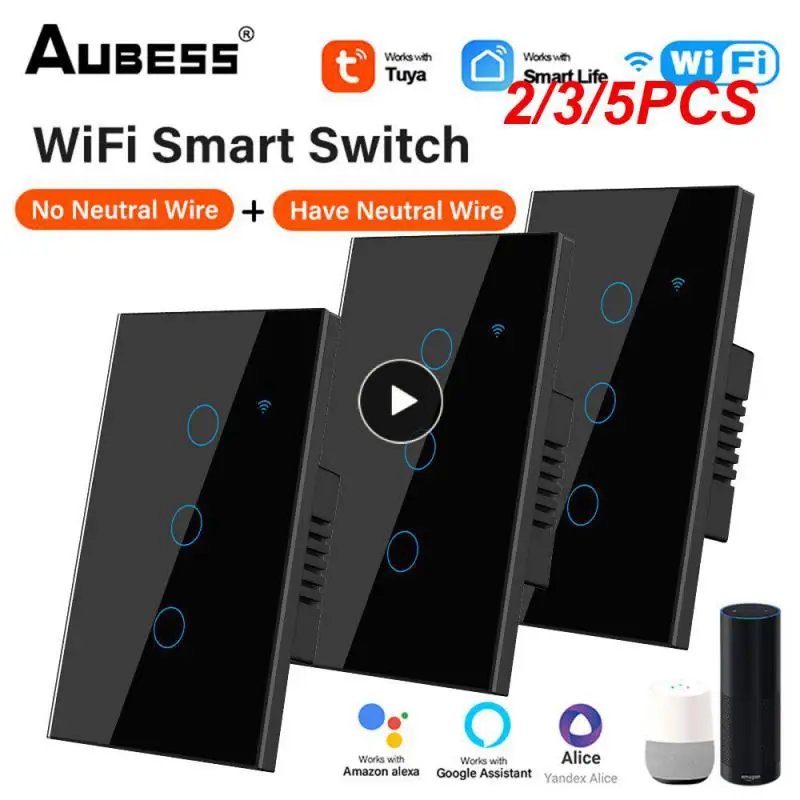 

2/3/5PCS Home Appliance Smart Switch Tuya Wif Tempered Glass Smart Remote Control Support Alexa Google Home