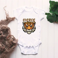 tiger graphic print newborn baby clothes 0 12m size white bodysuit harajuku fashion twins overalls summer round neck short sleev
