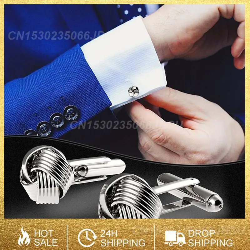 

3Colors 1pair Metal Knots Enamel Cufflink Cuff Link Men Shirt Wedding Accessories Party Round Knot Jewelry Gifts
