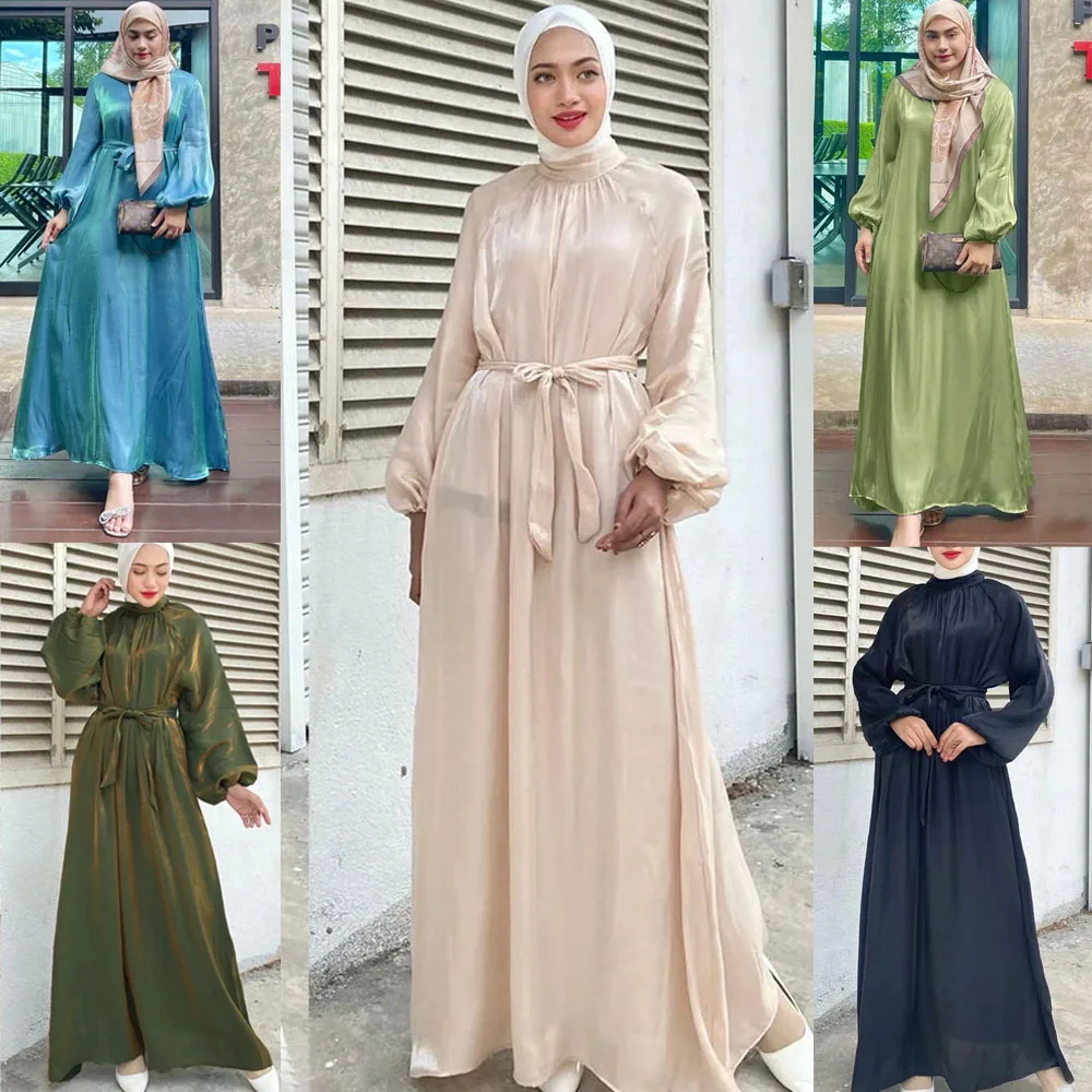 

Shiny Women Muslim Abayas Long Maxi Dress Dubai Turkish Arabic Islamic Clothing Femme Musulmane Modest Eid Jilbab Robe Vestidos