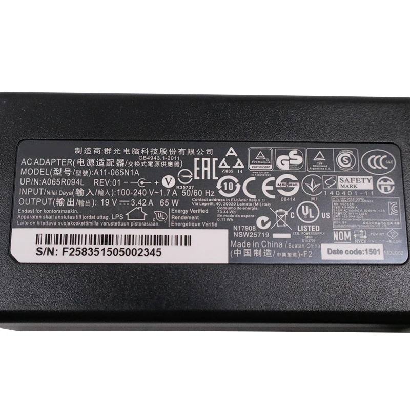 Фото Зарядное устройство для ноутбука 19V 3.42A 65W для Acer A11-065N1A ADP-65VH B /ADP-65 PA-1650 1700-02 №4