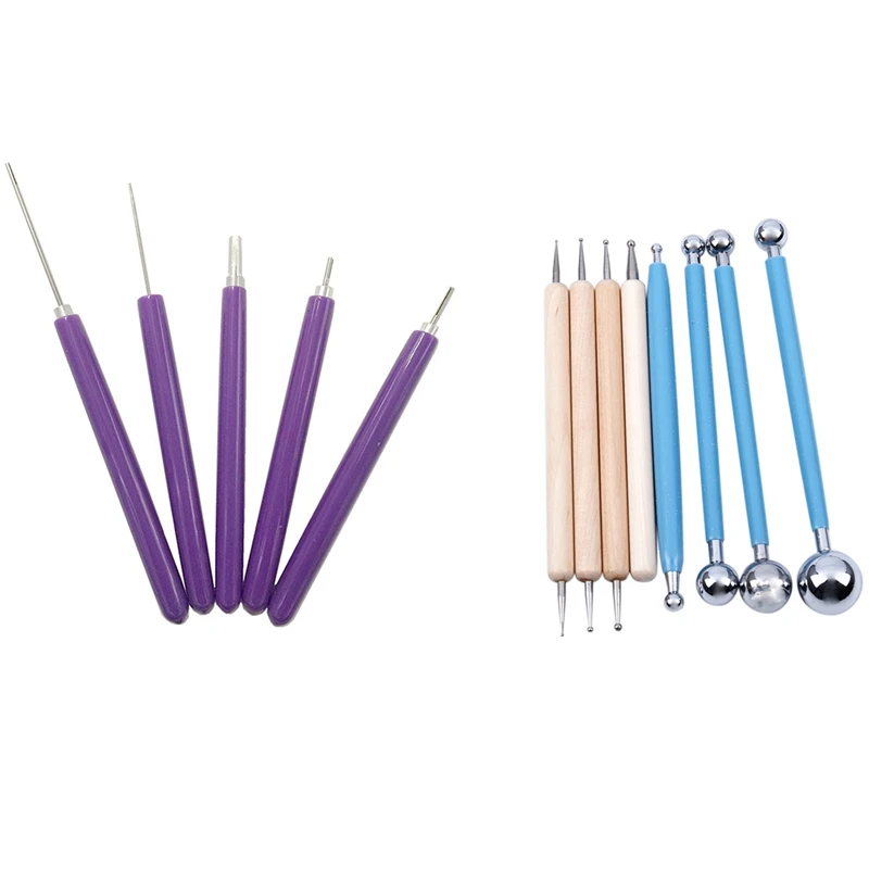 

8Pcs Ball Stylus Dotting Tools For Clay Pottery Ceramics With 5Pcs Different Size Slotted Tools Paper Quilling Kits