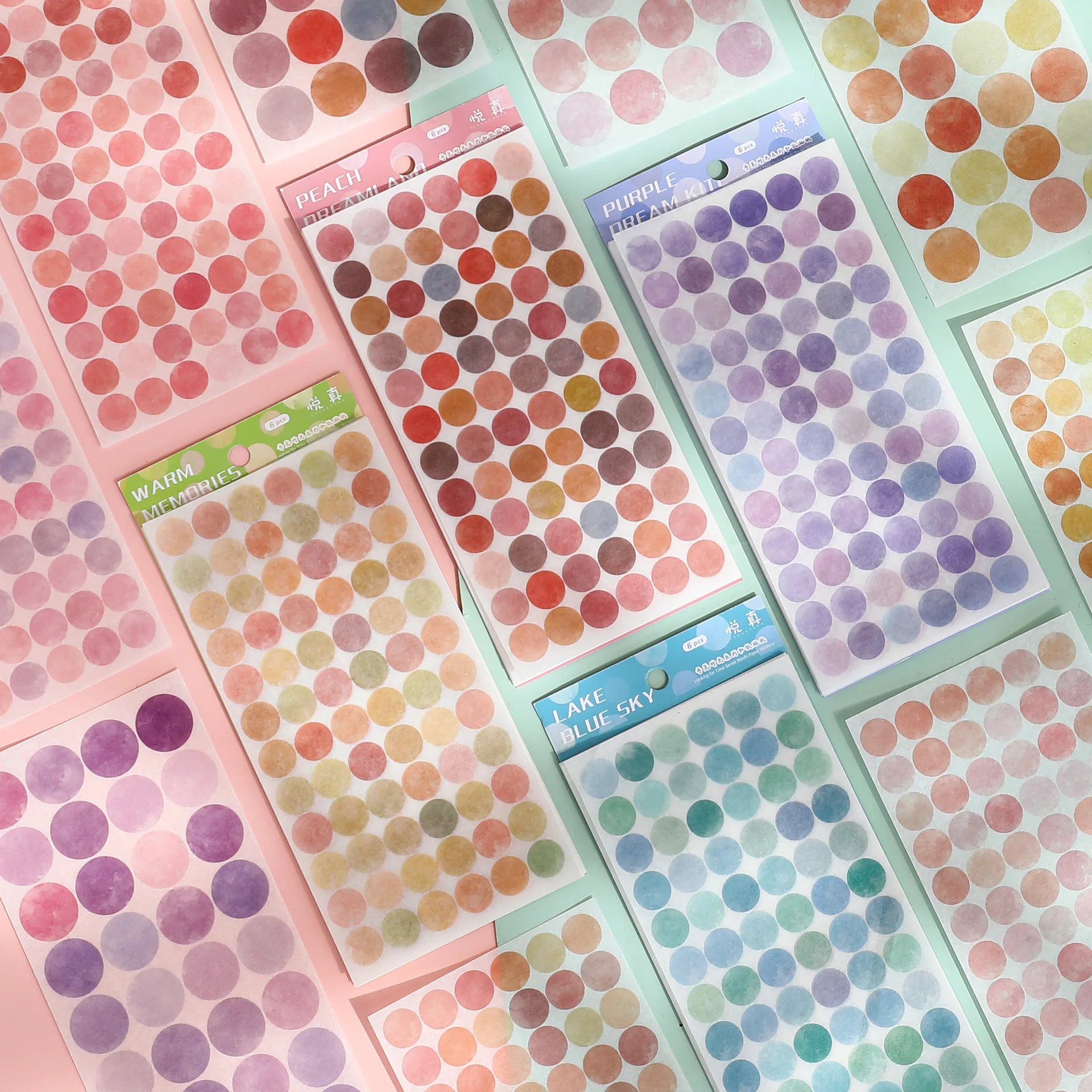 

6pcs/lot Basic Dot Sticker Diary Decoration Sticker Pack Diy Mobile Phone Stickers Korean Stationery Art Supplies Vintage