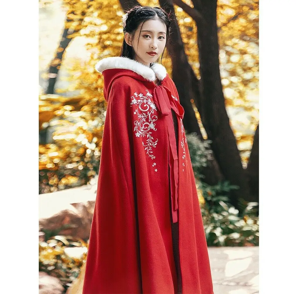 

Новинка, женское китайское искусственное шерстяное пончо, куртка с капюшоном, теплый накидка, костюм S3