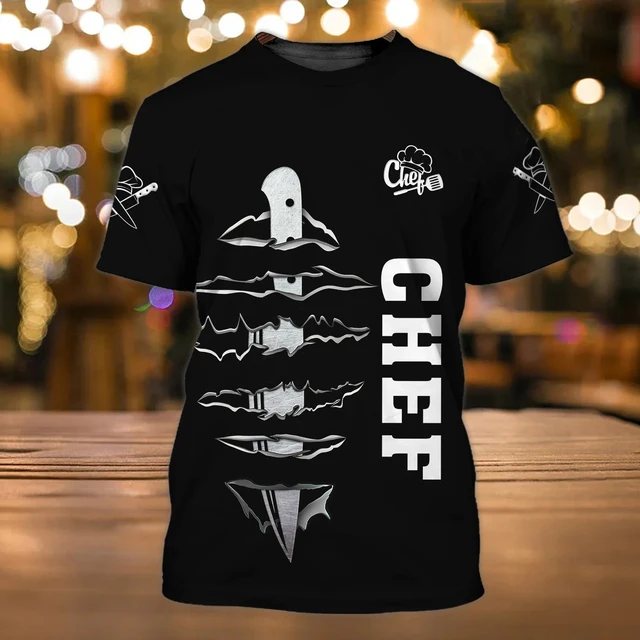 

Chef cosplay hotel chef print men's t-shirt, crewneck short sleeve casual top