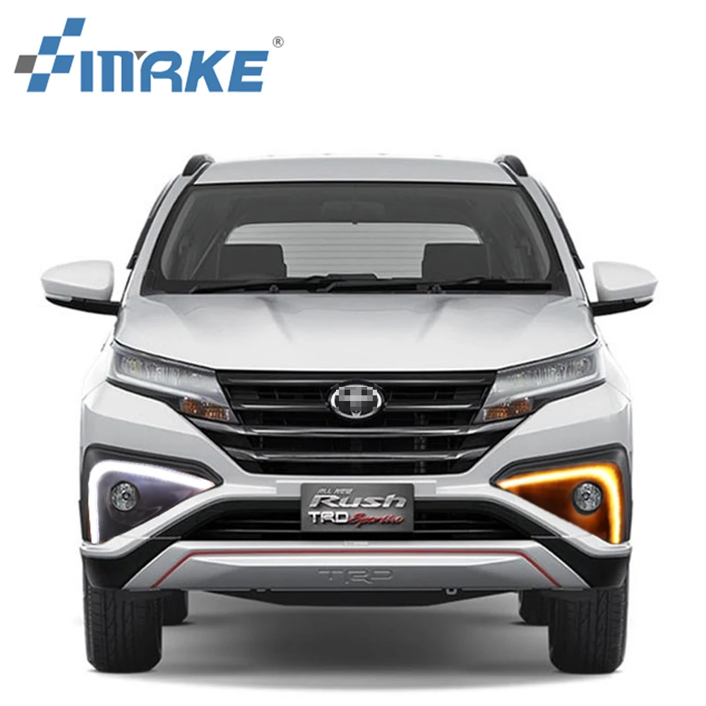 DRL Front Bumper Driving Fog Light Lamps For Toyota Rush 2018-2022, Daytime Running Light with Yellow Signal Fog Lamp