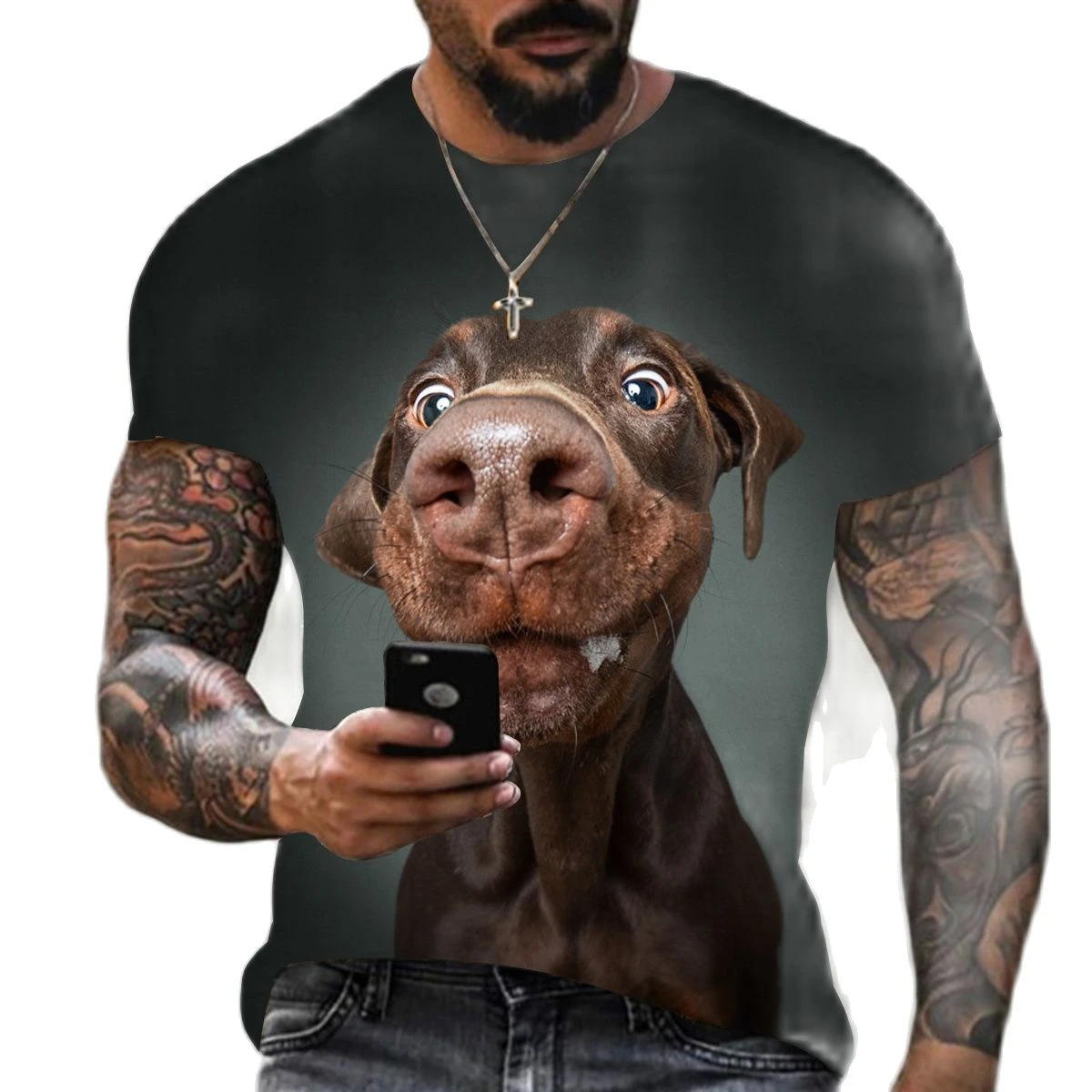 

2022 Summer Hot Labrador 3d Print Shirts Mens Casual Short Sleeve Animal Tops Plus Size Hot Sale