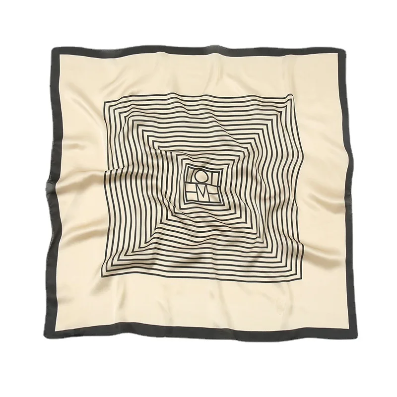 Дизайнерский брендовый женский шелковый шарф шейный платок с принтом в полоску