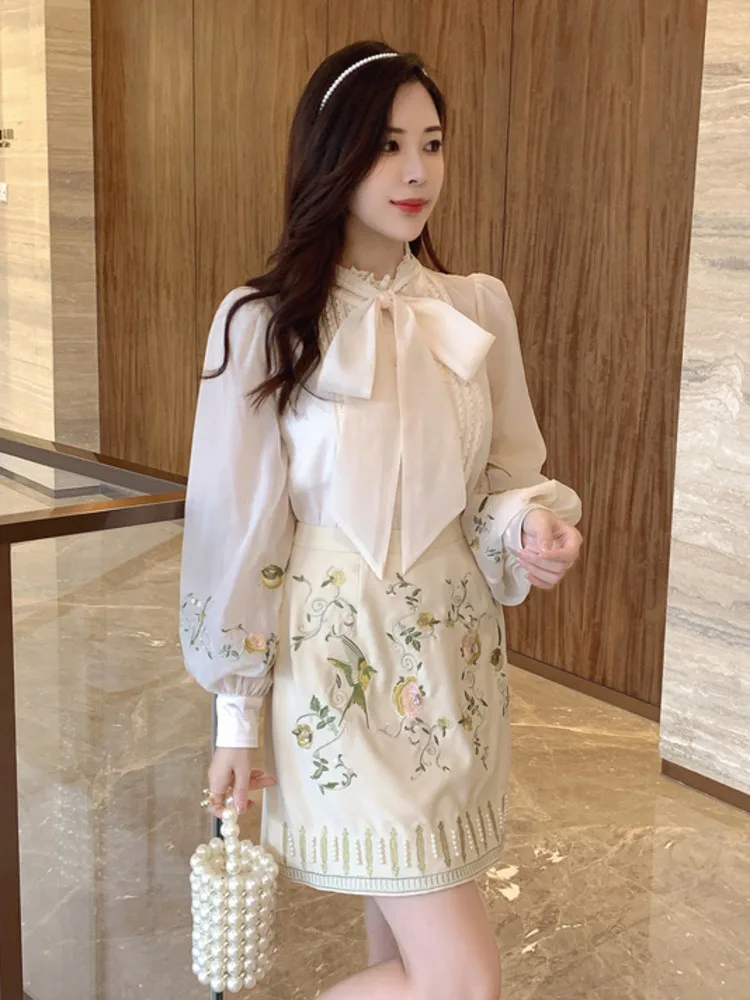 TDVICTORY Рубашка + Юбка из хлопка женский комплект