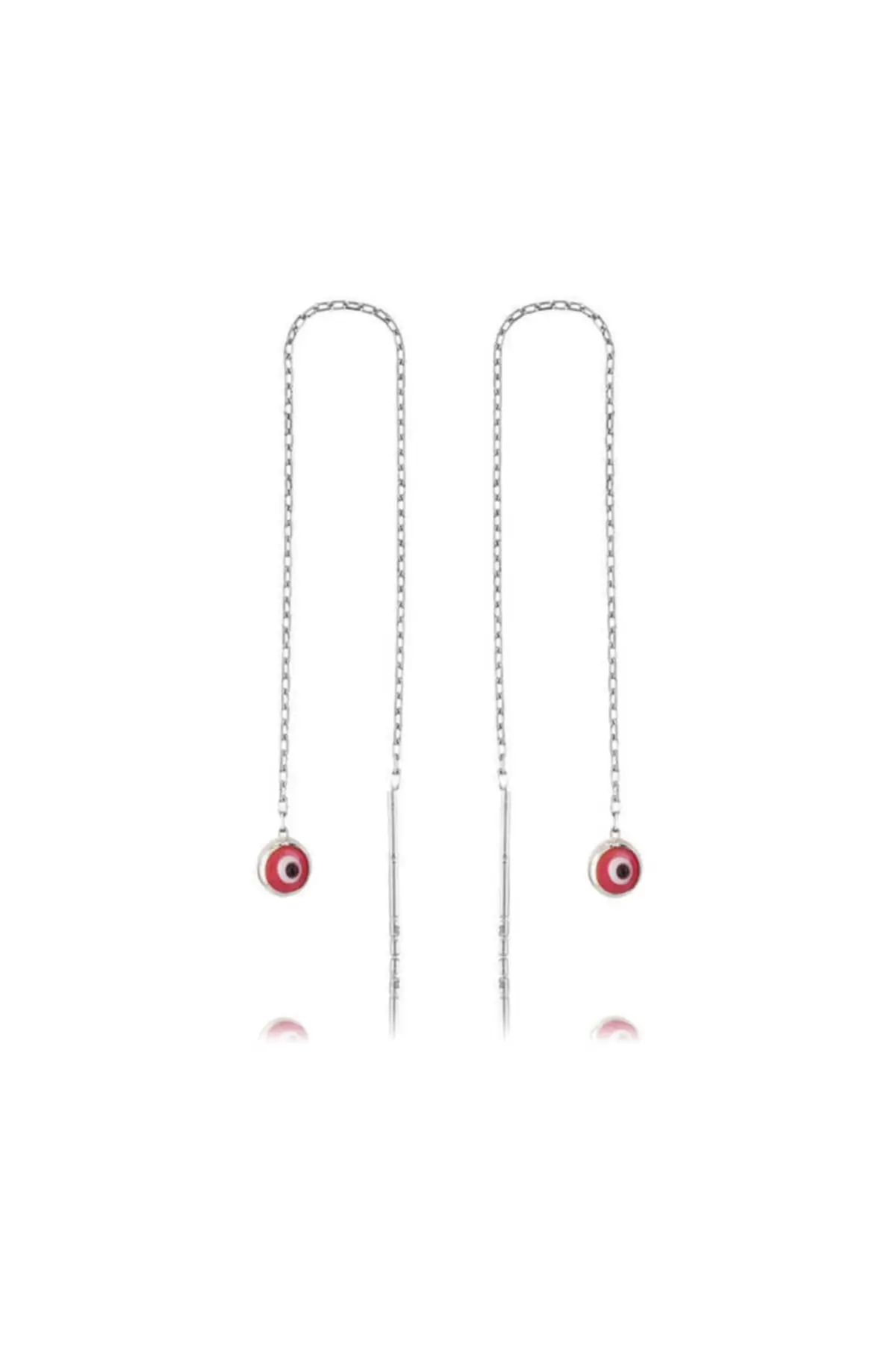 

Silver Chain Pink Evil Eye Earrings