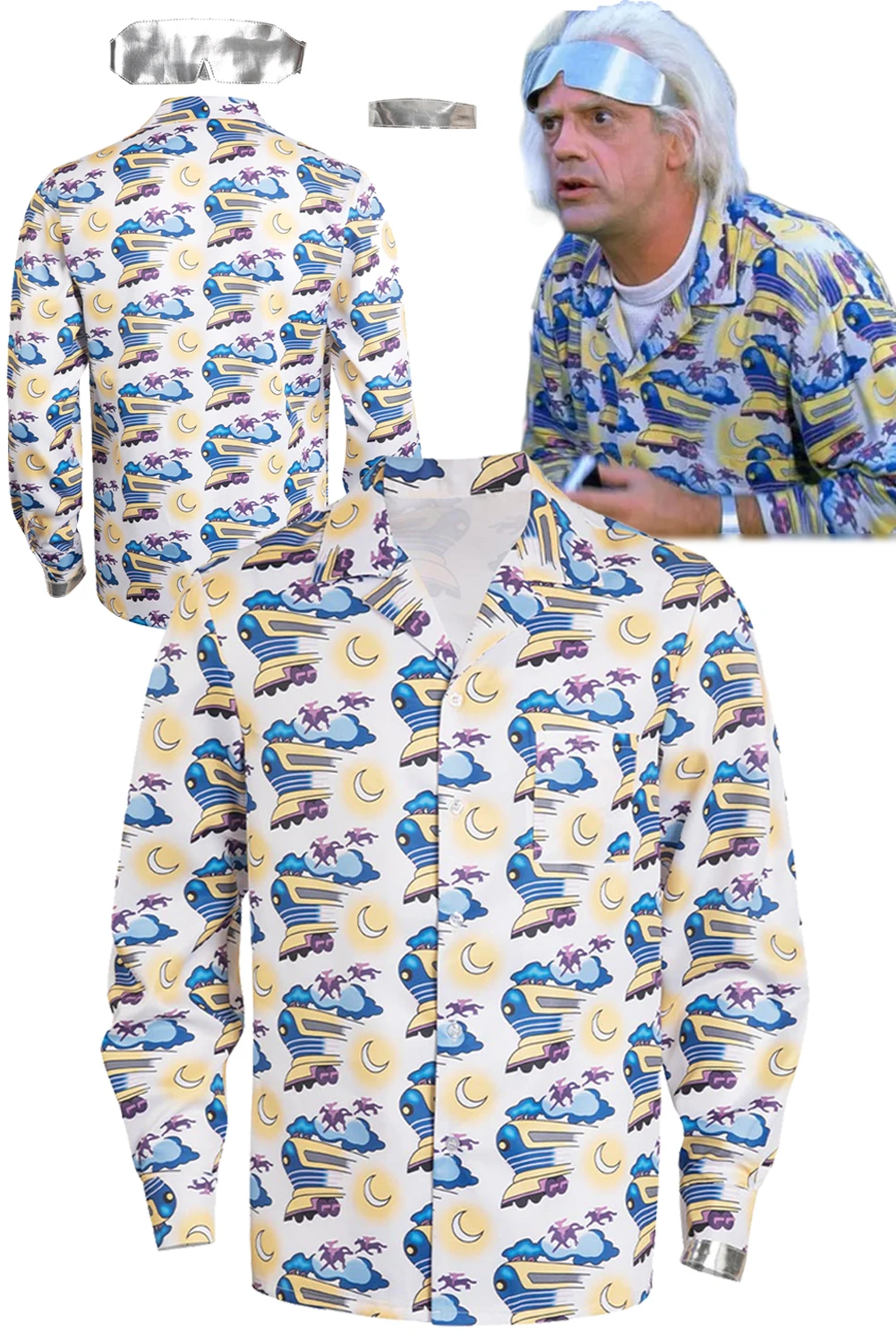 Фэнтези Док Браун Косплей Фантазия Рубашка с принтом 1985 фильм Назад костюм