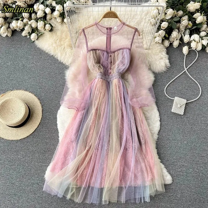 

Женское Прозрачное платье с цветочным принтом, модельное Сетчатое праздничное роскошное облегающее платье высокого качества, весна 2022