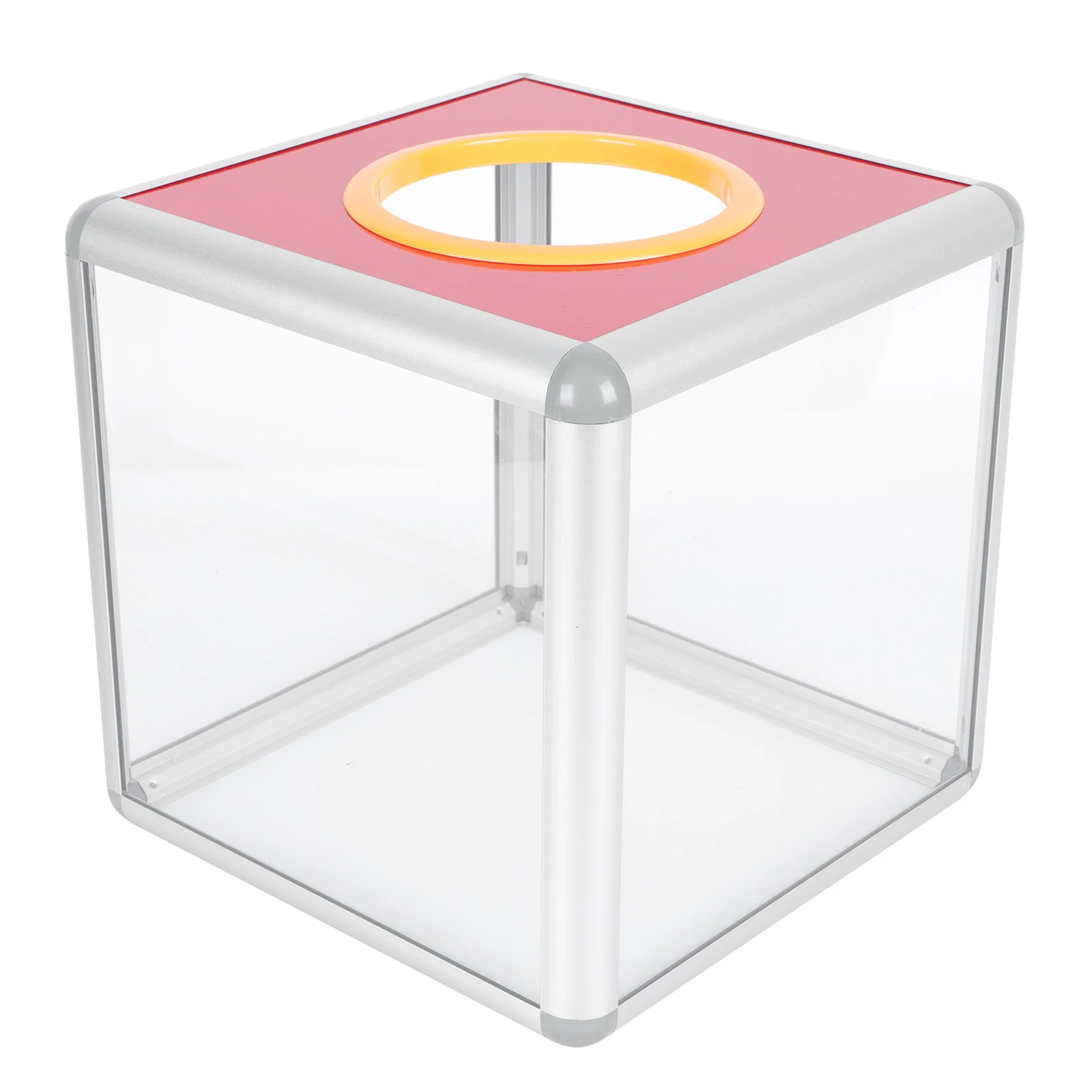

Clear Plastic Clear Raffle Box Lottery Storage Container Card 20x20cm Transparent Raffle Charity Party Aluminum Alloy