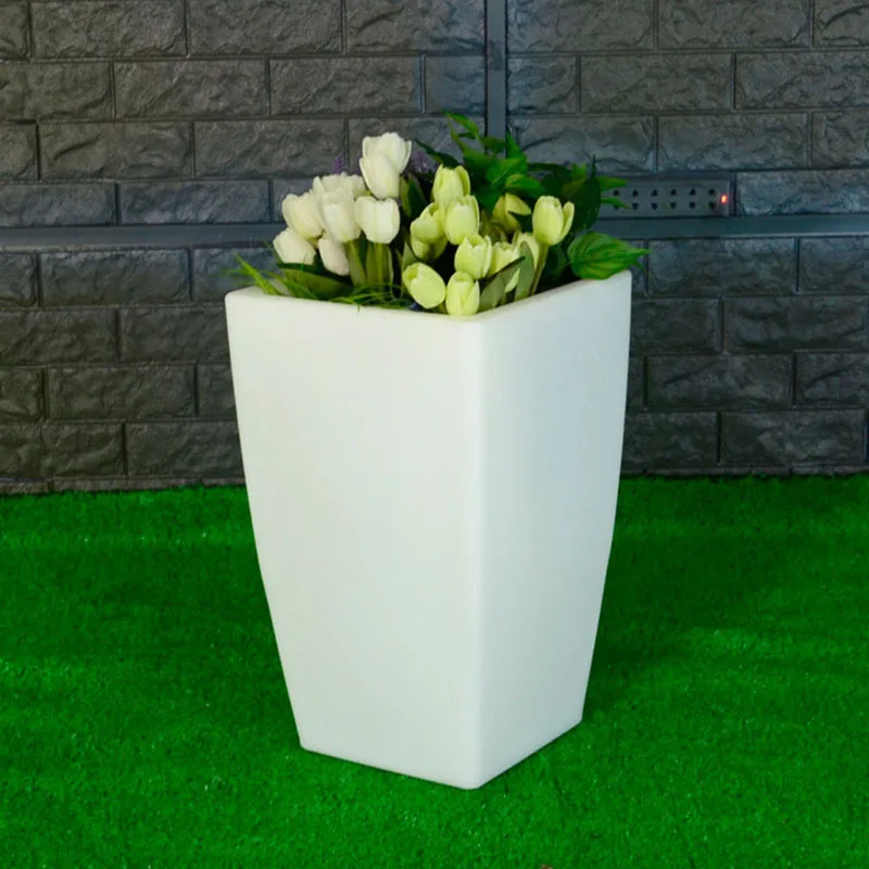 Direct Charging Luminous Square Floor Flowerpot 30*40*55cm Home Garden Supplies Pots Planters PE Plastic Waterproof Decor Light