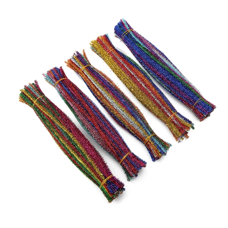 

100 Pieces Glittering Pipe Cleaners Soft Chenille Stem Kids Party Activity Toys