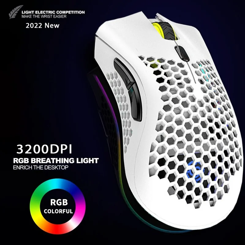 

2022 Rechargeable USB 2.4G Wireless RGB Light Honeycomb Gaming Mouse Desktop PC Computers Notebook Laptop Mice Mause Gamer Cute