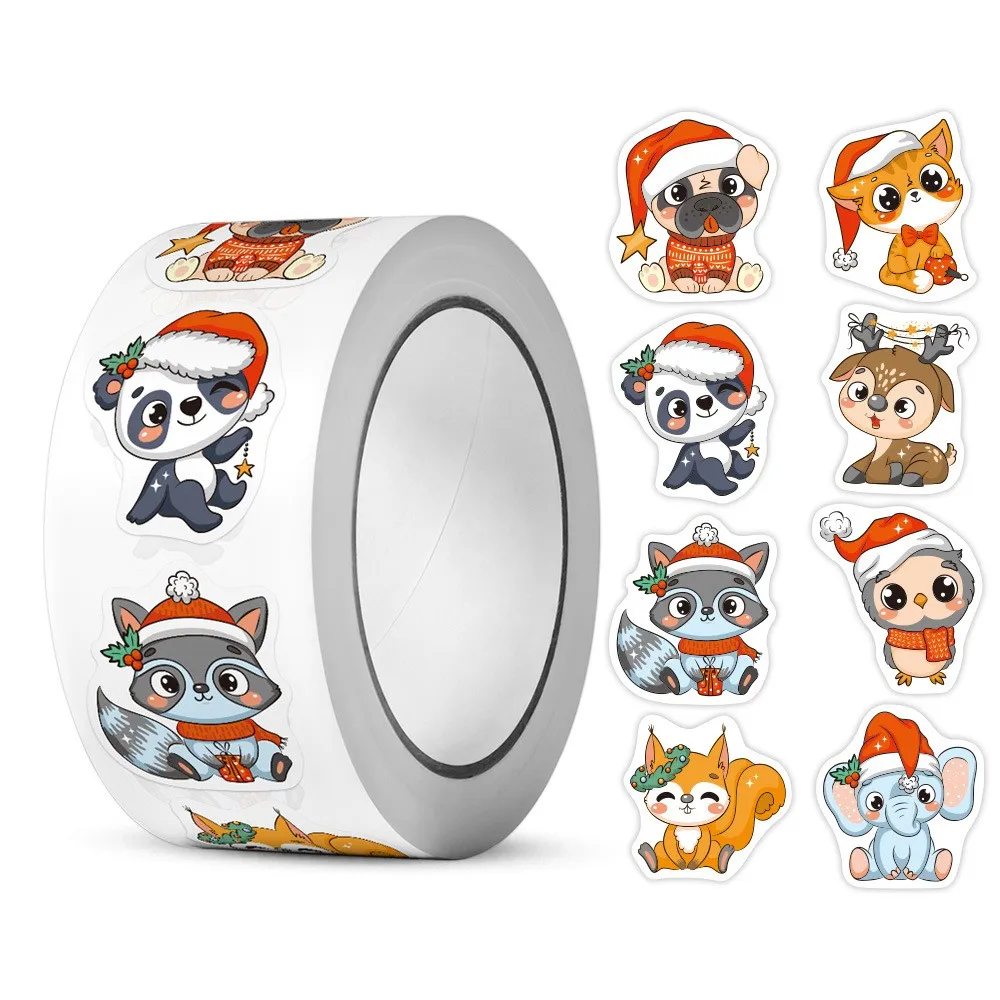 50-500 шт. Мультяшные рождественские наклейки с Санта-Клаусом елкой бумажными